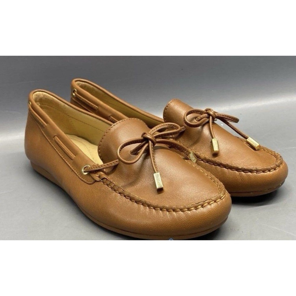 Michael Kors Sutton Moccasin Driver Flat Shoes‎ MK Signature Luggage 7.5M